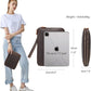 LANNSYNE Full Grain Leather Travel Cable Accessories Bag, Electronic Organizer Carry Case Double Layer Storage Case for Cables, Charger, Phone, Power Bank