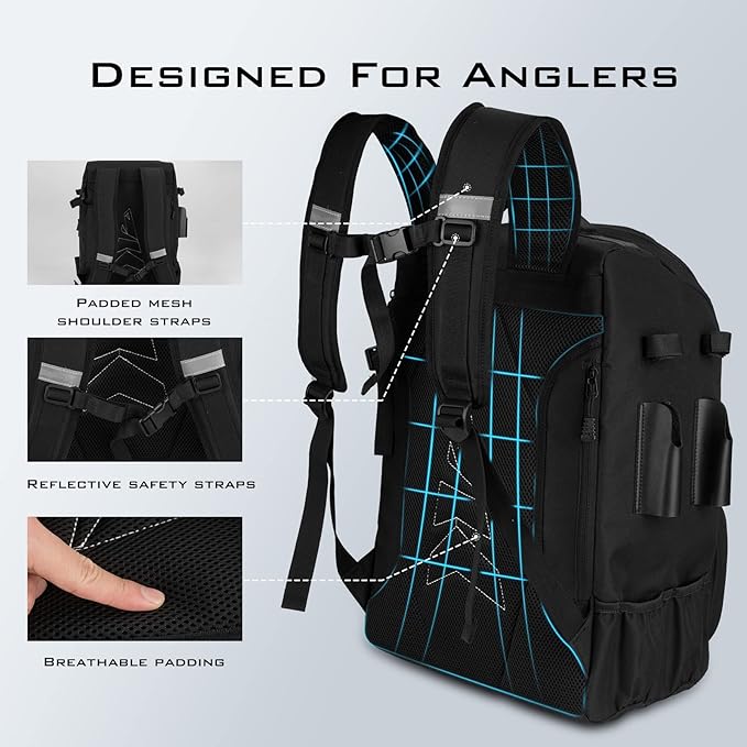 KastKing KarryAll Fishing Tackle Backpack with Rod Holder 4 Tackle Boxes,40/26L Tackle Bag Storage Fishing Gear and Equipment