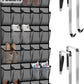 Over the Door Shoe Organizer with 30 Breathable Mesh Pockets - Large Capacity Closet Storage for Men & Women, Hanging Shoe Rack Organizer -Gray