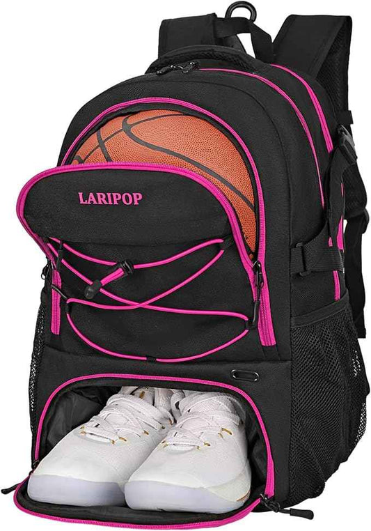 LARIPOP Basketball Backpack Large Basketball Bag with Ball Holder & Shoe Compartment for Youth Adults Men Women