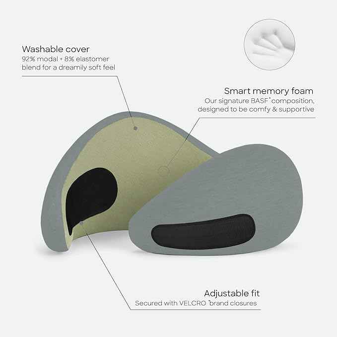 Ostrichpillow Go Neck Pillow, Travel Pillows for Airplanes, Premium Memory Foam Travel Pillow, 360º Ergonomic Design, Asymmetrical Sides, Travel Bag Included, Washable Modal Cover