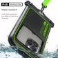 【2025 Upgraded】 1 Pack Black - IP68 Waterproof Phone Pouch Floating Design No Sink Waterproof Phone Case - Beach Pool Travel Essentials - Works w/All Phones - Detachable Lanyard - Black/Hi-Vis Green