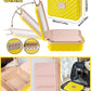 Kalolary Travel Makeup Train Cases with Lighted Mirror 3 Color Setting, Makeup Bag Cosmetic Case Organizer Adjustable Brightness Portable Makeup Storage Box with Detachable 5X Magnifying Mirror Yellow