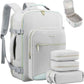 LOVEVOOK Travel Backpack for Women & Men 40L,Airline Approved Carry On Backpack Travel Essentials,TSA Carry on Luggage,Waterproof Personal Item Travel Bag,Suitcase with 3 Cubes,Light grey-Mint green