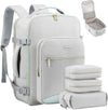 LOVEVOOK Travel Backpack for Women & Men 40L,Airline Approved Carry On Backpack Travel Essentials,TSA Carry on Luggage,Waterproof Personal Item Travel Bag,Suitcase with 3 Cubes,Light grey-Mint green