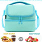 FlowFly Double Decker Cooler Insulated Lunch Bag Large Tote for Boys, Girls, Men, Women, With Adjustable Strap,Light Blue