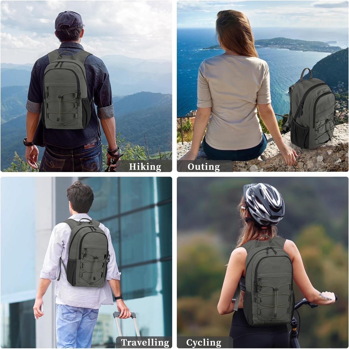 ZOMFELT Hiking Backpack for Women Men, 15L Lightweight Packable Backpacks for Trip, Water Resistant Small Travel Backpack, Foldable daypack for Hiking, Walking, Cycling, Camping, Grey & Black - Roamly