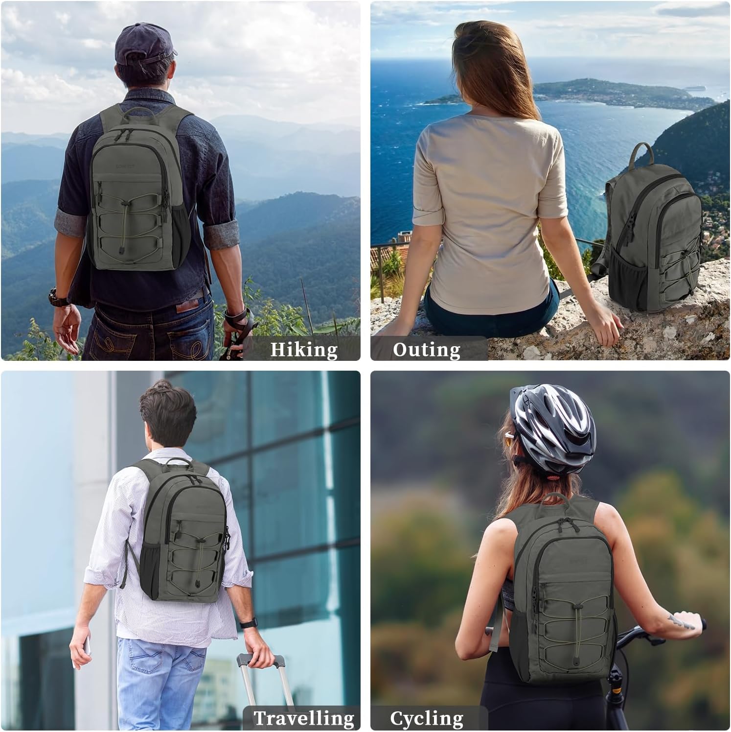 ZOMFELT Hiking Backpack for Women Men, 15L Lightweight Packable Backpacks for Trip, Water Resistant Small Travel Backpack, Foldable daypack for Hiking, Walking, Cycling, Camping, Grey & Black - Roamly