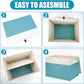 Large 17" 42 Quarts Collapsible Stackable Storage Bins with Lids [3-Pack] Foldable Fabric Linen Storage Boxes Cube, Closet Organizer Baskets with Label for Home (16.7 x 12 x 12", Teal & White)