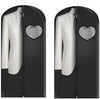Dress Bags for Gowns Long, 45'' Garment Bags for Hanging Clothes, Suit Bag Cover for Storage and Travel, with Clear Heart Window, 2 Pack (Black)