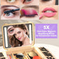 Kalolary Travel Makeup Train Cases with Lighted Mirror 3 Color Setting, Makeup Bag Cosmetic Case Organizer Adjustable Brightness Portable Makeup Storage Box with Detachable 5X Magnifying Mirror Purple