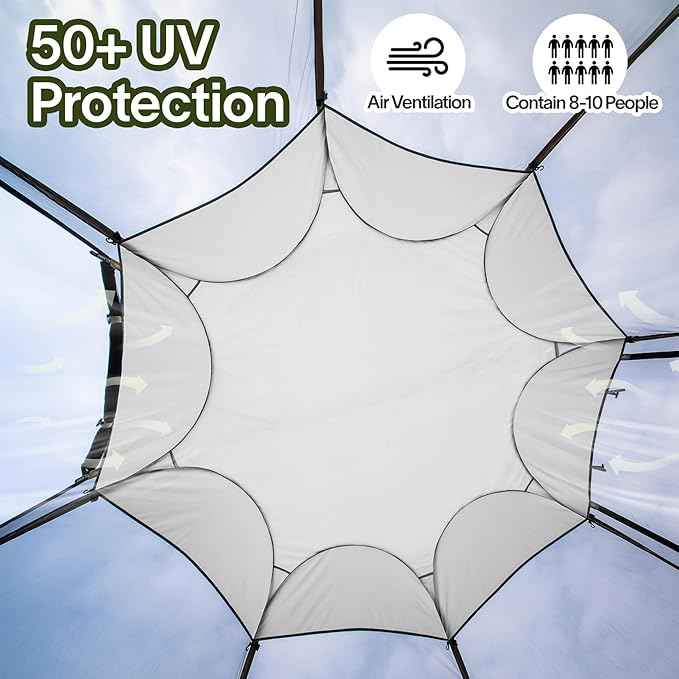 Alvantor Pop Up Screen House Gazebo with Mosquito Netting, Instant UV Resistant Sun Shelter for Patio & Backyard, Portable Canopy Tent for 2-10 Person