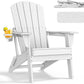 Folding Adirondack Chair, Ergonomic Extended Backrest, HDPE All-Weather, 380lbs Capacity, Maintenance-Free, Cup Holder, （White）- Outdoor Patio & Firepit Chair
