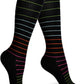 Cotton Compression Socks for Women & Men. 15-20 mmHg Support Knee-High Black Stripes S/M