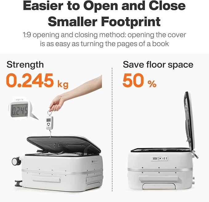 mixi 26 Inch Large Checked Luggage PC Hard Shell Suitcase Top Opening Aluminum Frame Travel Suitcases with Wheels, Smoke White