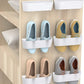 Wall Mounted Shoes Rack 6Pack with Sticky Hanging Strips, Plastic Shoes Holder Storage Organizer,Door Shoe Hangers (SM03-White-6)