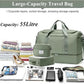Extra Large Travel Duffle Bag,Carry on Overnight Weekend Bag with Shoes Compartment,Weekender Bags for Women for Travel Business Trips Sport Hospital,3 Pcs Set,Olive Green