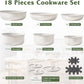 18 Pcs Pots and Pans Set Non Stick, Cookware Sets with Detachable Handle, Nonstick RV Kitchen Cooking Tools Removable Handles, Oven Safe, Induction Fast, Stackable Induction Cookware, White