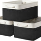 TheWarmHome Storage Basket for Organizing - Large 3 Pack 15.7x11.8x8.3 inch Collapsible Storage Bin for Shelves with Handles Laundry Cube Toy Closet Nursery (Whiet & Black)