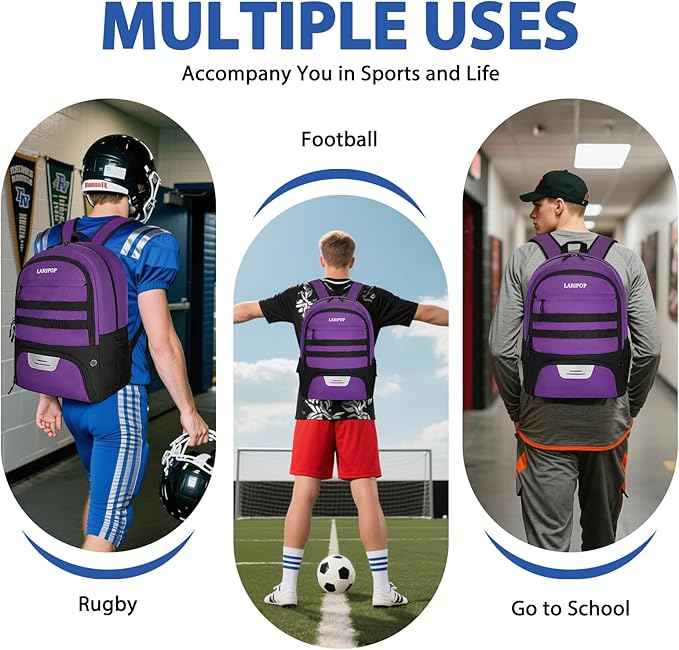 LARIPOP Soccer Backpack Soccer Bag with Ball Holder & Shoe Compartment Youth Sports Equipment Training Bag