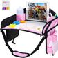 2PCS Kids Travel Tray, Car Seat Tray for kids Travel, Toddler Road Trip Essentials With Drawing Kit, Toddler Lap Desk Organizer for Car, Carseat Table for Airplane