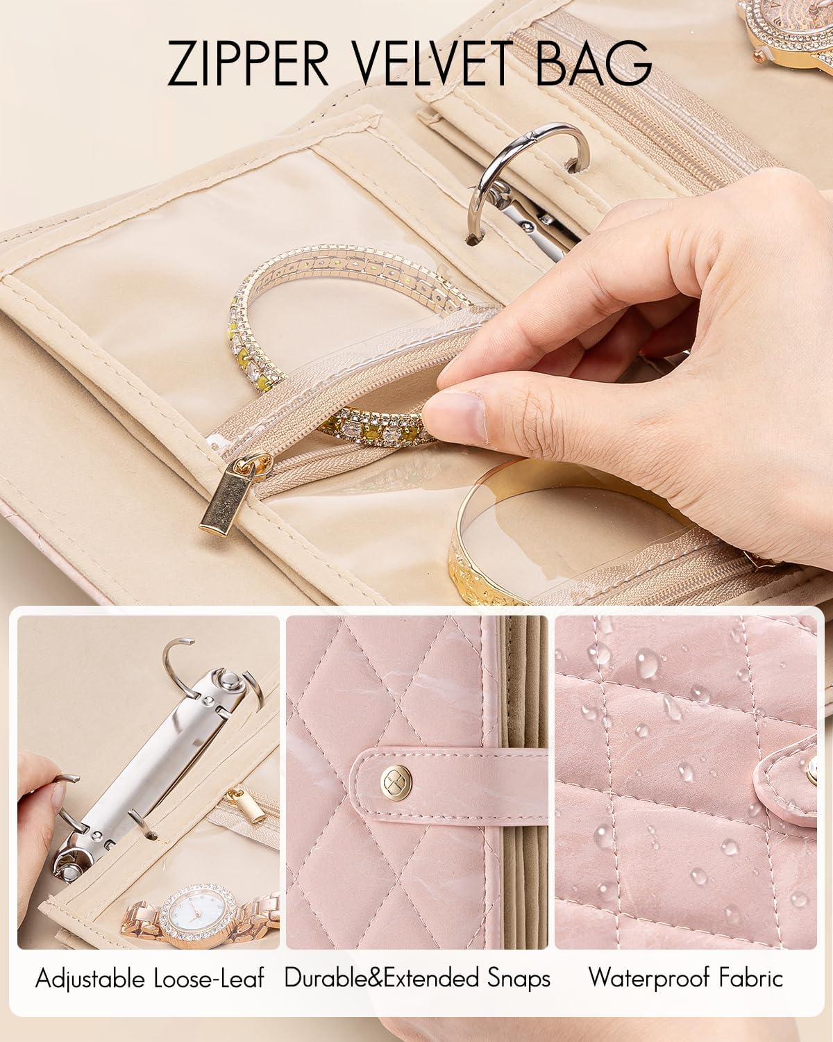 Vlando Jewelry Box for Girls Women,Travel Jewelry Case Organizer,Display Portability Jewelry Storage Bag for Gem Diamond Necklaces Rings Earrings Bracelets Punk
