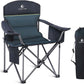 LET'S CAMP Oversized Folding Camping Chair Portable Outdoor Heavy Duty Padded Chairs Lawn Chair with Cup Holder, Storage Pocket and Cooler Bag, Supports 450LBS, for Camp, Travel, Picnic (Green)