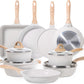 JEETEE 23pcs Pots and Pans Set Non Stick, White Cookware Sets for Kitchen, w/Frying Pans, Saucepans, Sauté & Griddle & Crepe Pan, Induction Cooking Pots (PFOA/PFAS Free)