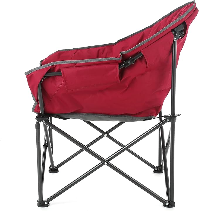 ARROWHEAD OUTDOOR Oversized Heavy-Duty Club Folding Camping Chair with Pocket, Cup Holder, Portable, Padded, Moon, Round, Saucer, Supports 330lbs, Carrying Bag