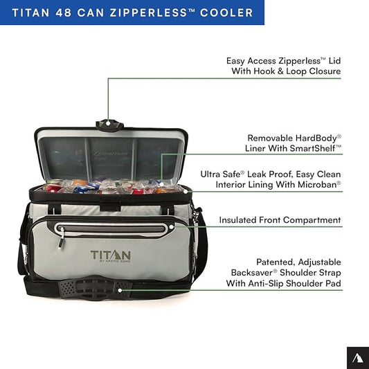 Titan by Arctic Zone Deep Freeze Cooler - Zipperless Hardbody Cooler - Deep Freeze Insulation, HardBody Liner, and SmartShelf