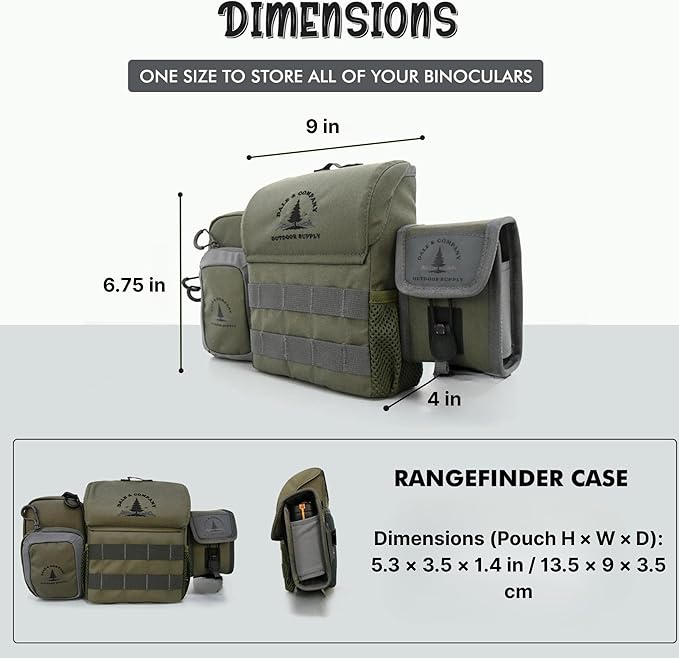 Dale & Company Binocular Harness for Hunting – Bino Harness System with Rangefinder Pouch & Phone Holder – Magnetic Cordura Chest Pack – Fits 10x42–12x50 – Recon Pro Backcountry Hunting Gear