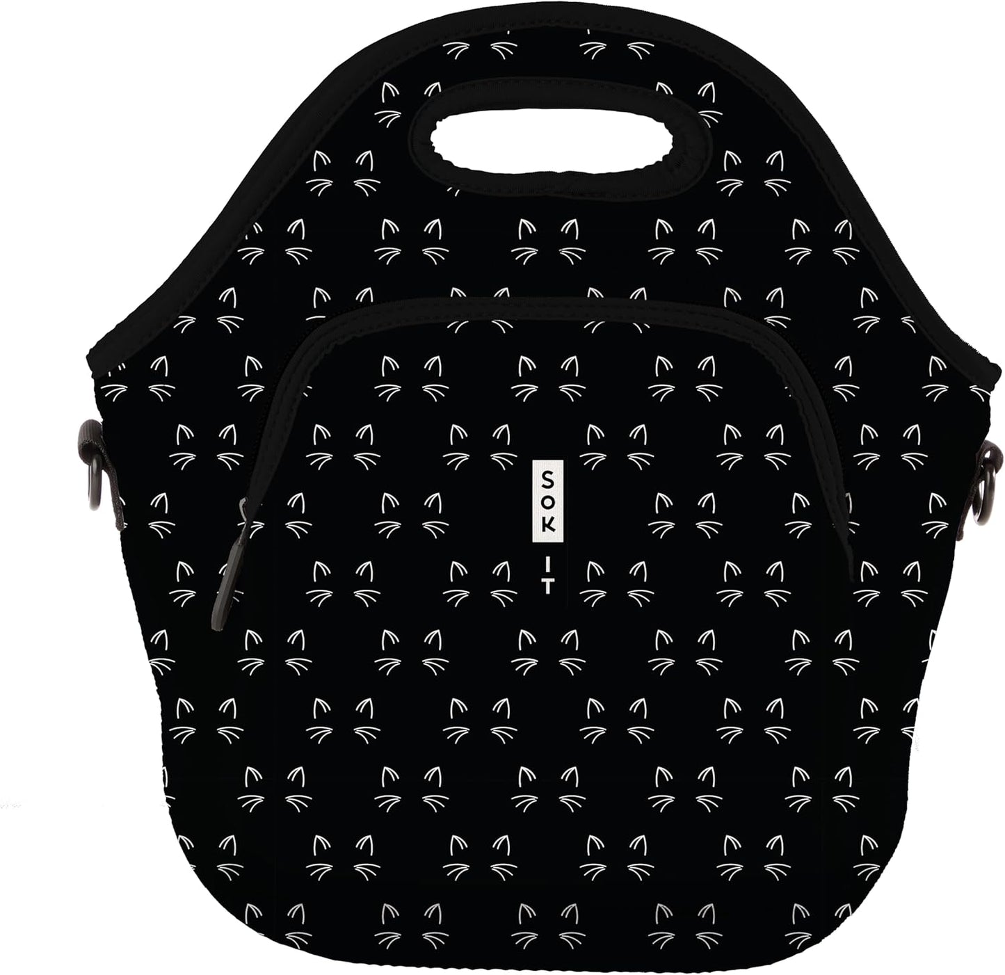 Sok It LunchTote Zippered Bag Insulated Neoprene Caddy (Mystical Meows, X-Large 6.5 Quart Lunch Tote)