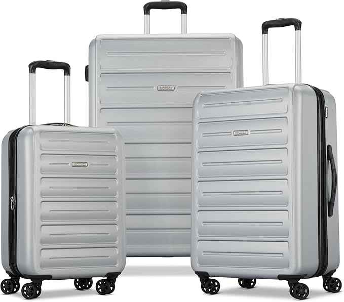 American Tourister Westridge Hardside Luggage Set with Spinner Wheels, Silver, 3PC SET (CO/M/L)