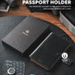VULKIT Passport Holder with Airtag Holder RFID Blocking Passport Wallet Travel Leather Passport for Women(Black Brown)