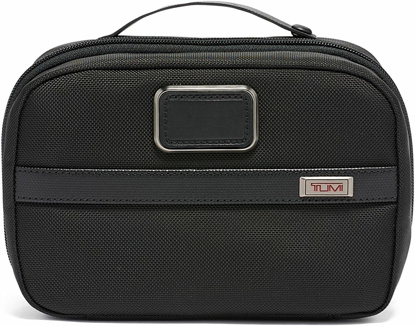 TUMI Alpha Split Travel Kit - Compact Toiletry Bag for Men & Women - Features Removable Leather Handle & 3 Zip Pockets - Black - Roamly