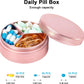 Metal Travel Pill Box 3 Compartment - Small Waterproof Pill Container Portable Daily Pill Case Pink Pocket Purse Medicine Organizer Holder for Medication Vitamins Fish Oils