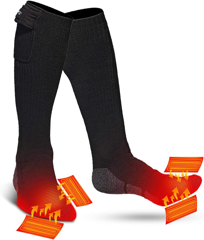 SNOW DEER Upgraded Rechargeable Electric Heated Socks，Ultimate Foot Warmer for Men & Women, Perfect for Skiing, Camping, Hiking, Motorcycling, &Outdoor Riding in Winter