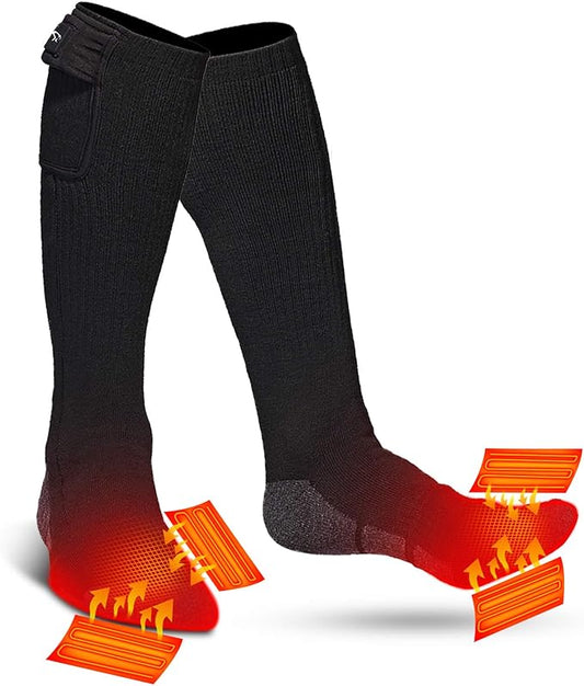 SNOW DEER Upgraded Rechargeable Electric Heated Socks，Ultimate Foot Warmer for Men & Women, Perfect for Skiing, Camping, Hiking, Motorcycling, &Outdoor Riding in Winter