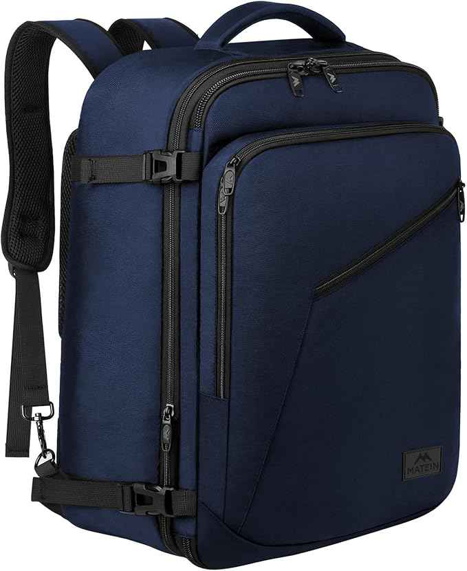 MATEIN Backpack for Travel, 27L Water Resistant Carry on Backpack Fits Overhead Bin, Convertible Work Daypack with 2 Handles, Hiking Daypack for Outdoor Sport,Travel Gifts for Men Women, Blue