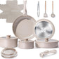Chef Power Ceramic Nonstick Pots and Pans Set 19 Piece with Detachable Handle, Induction Dishwasher Oven Safe Cookware Set, RV Kitchen Set Removable Handle, Mocca Taupe