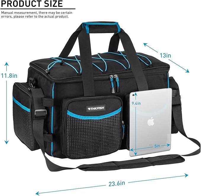 THKFISH Fishing Tackle Bag for 3600/3700 Tackle Box, Waterproof Soft Bottom Large Tackle Box Bag Saltwater & Freshwater Fishing Bags