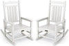 SERWALL Outdoor Rocking Chair Set of 2, HDPE Patio Rocking Chair All-Weather Porch Rocker for Balcony, Yard, White