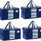 VENO 4 Pack Moving Bags, Comforter and Blanket Storage Bags for Closet, Moving Boxes, Boxes with Lids Alternative, College Dorm Packing Supplies, Foldable Heavy-Duty Tote with Window (Blue, 4 Pack)