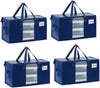 VENO 4 Pack Moving Bags, Comforter and Blanket Storage Bags for Closet, Moving Boxes, Boxes with Lids Alternative, College Dorm Packing Supplies, Foldable Heavy-Duty Tote with Window (Blue, 4 Pack)
