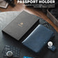 VULKIT Passport Holder with Airtag Holder RFID Blocking Passport Wallet Travel Leather Passport for Women(Navy)
