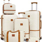 Joyway Luggage Set 3 Piece Suitcase Sets with Spinner Wheel,Hardside Expandable Travel Laggage with TSA Lock (13/20/24/28 White brown