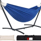 Lazy Daze Hammocks Double Hammock with 9ft Space-Saving Steel Stand Includes Portable Carrying Case, 450 Pounds Capacity (Dark Blue)