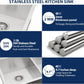 Lordear 36 Inch Undermount Kitchen Sink Double Bowl Stainless Steel Kitchen Sinks 50/50 Low Divided 16 Gauge Undermount Sink 36x19x10 Inch Handmade
