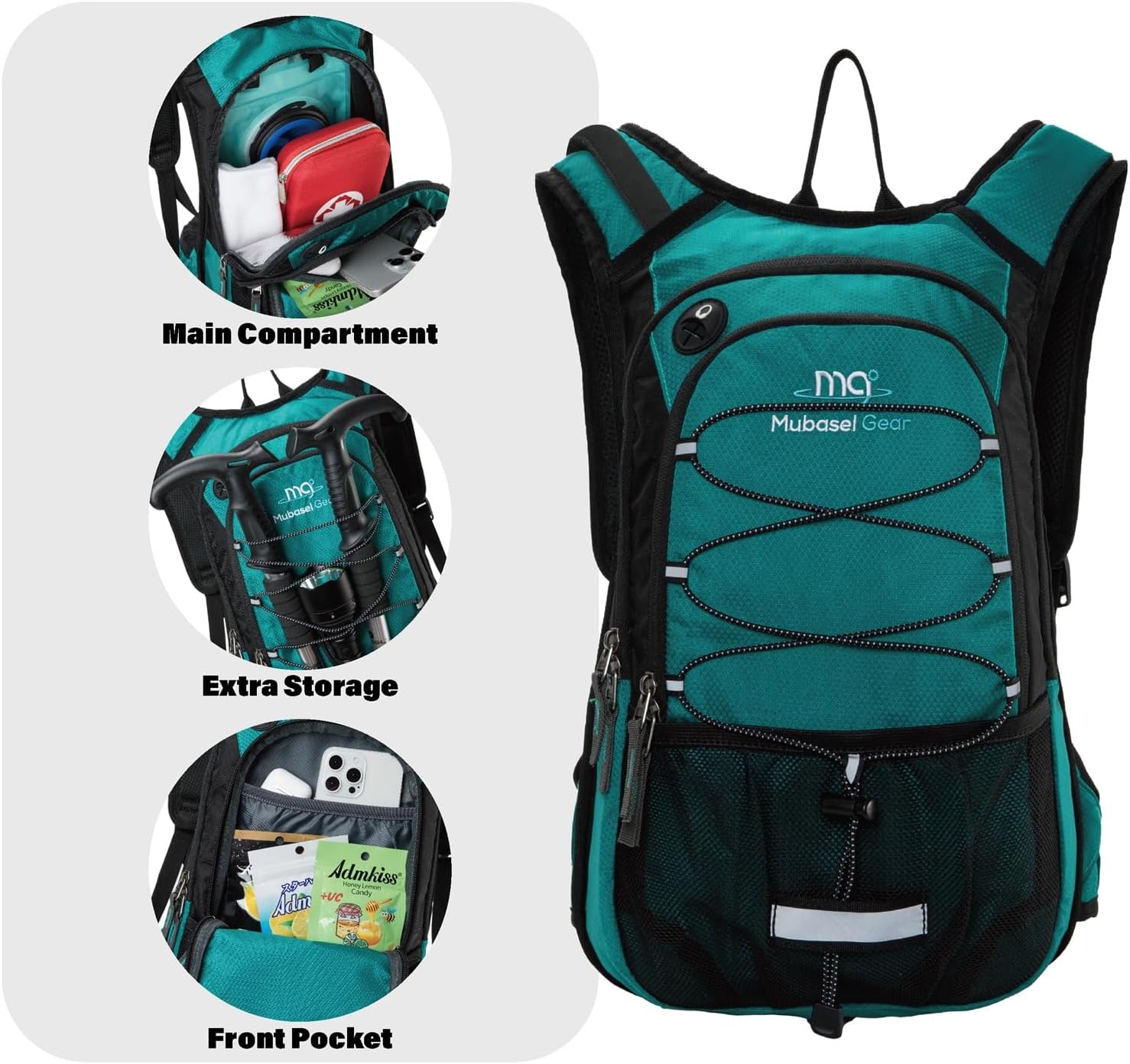 15L Insulated Hydration Backpack Pack with 2L Water Bladder Lightweight Hiking Backpack Bag for Women Men Daypack for Hiking Running Festival Camping Biking - Roamly
