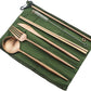 Gugrida Reusable Travel Utensils, 7 Piece Portable 304 Stainless Steel including Knife Fork Spoon Chopsticks Cleaning Brush Straws Portable Pouch, Eco-friendly Camping Silverware Set, Dishwasher Safe